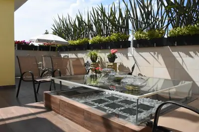 Un balcón o terraza de Habitación Jorge Negrete - Habitación independiente con baño privado y bella terraza común