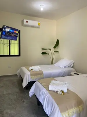 Cama o camas de una habitación en Hotel La Isla