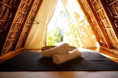 Cama o camas de una habitación en Porã Chacahua