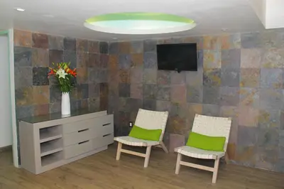 Una televisión o centro de entretenimiento en Villas Maria Isabel