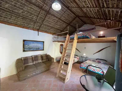 Cama o camas de una habitación en Jardín Quinta Las Fuentes Cabañas, Valsequillo. PUEBLA