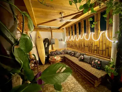 Zona de estar de Huitzilin Hostal