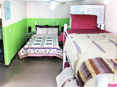 Cama o camas de una habitación en Céntrico loft Boho chic con terraza, Wifi, cocina