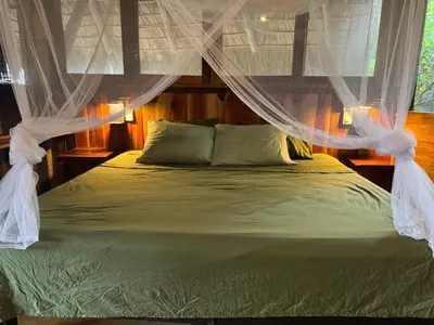 Cama o camas de una habitación en Cabaña con vista al mar y wifi Starlink en San Agustinillo