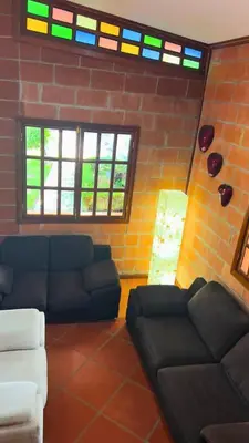 Zona de estar de Casa de los Sauces en Atlixco, Puebla