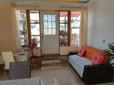 Zona de estar de PentHouse con Roof Garden Privado Aeropuerto CDMX