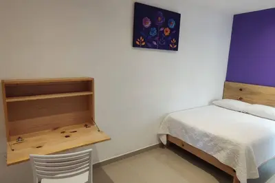 Cama o camas de una habitación en Morado Departamento 42 m2 CIVAC,NISSAN Y WALMART.
