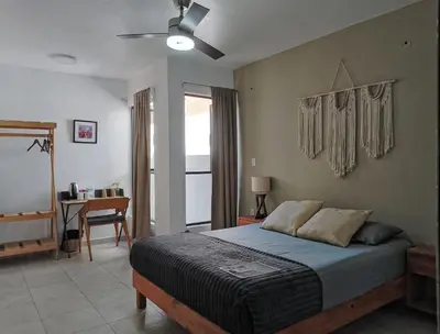 Cama o camas de una habitación en Bokatrip Xochimilco