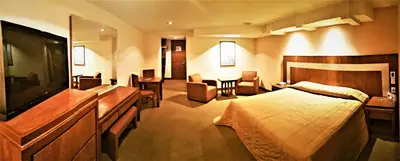 Cama o camas de una habitación en Hotel Finisterre